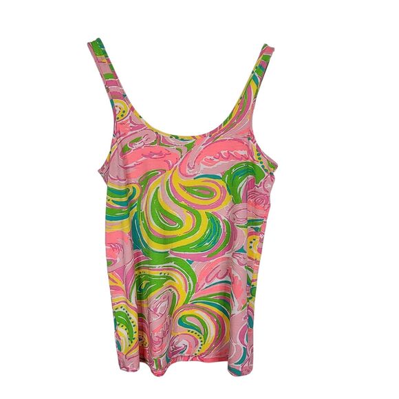 LILLY PULITZER Tank Top Womens Large Pink Swirl Tabbie‎ Summer Sleeveless Shirt - Picture 3 of 10